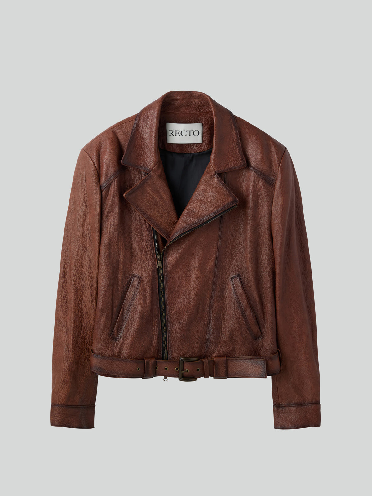 Recto - Vintage Effect Biker Jacket (Cognac) product image 5 | TRAB K-Fashion Australia