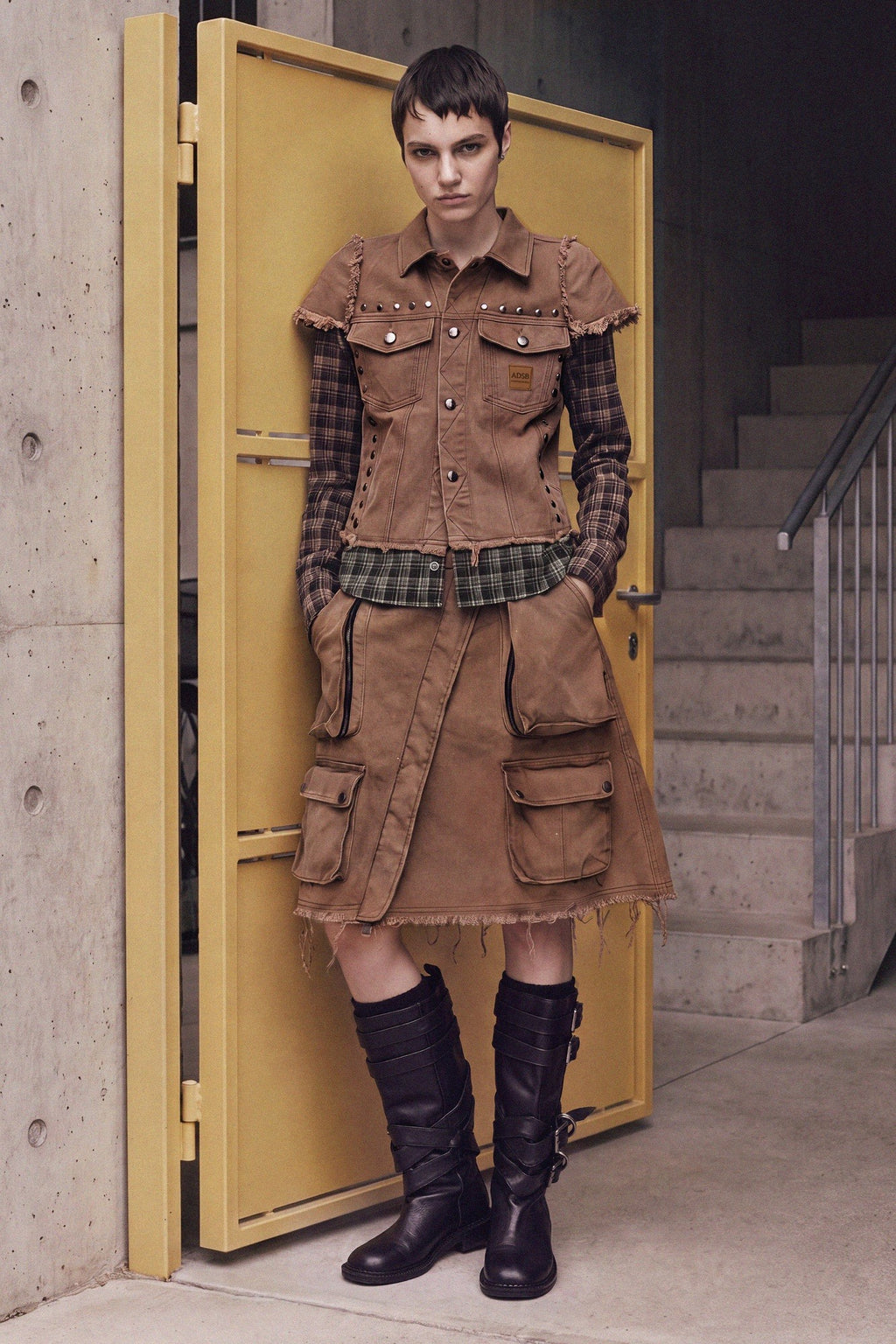 Andersson Bell - Layered Studded Vest Shirt (brown) (Brown) product image 1 | TRAB K-Fashion Australia