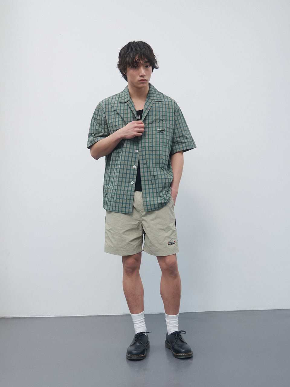 Kijun - Check Half Sleeve Shirt (Green) product image 3 | TRAB K-Fashion Australia