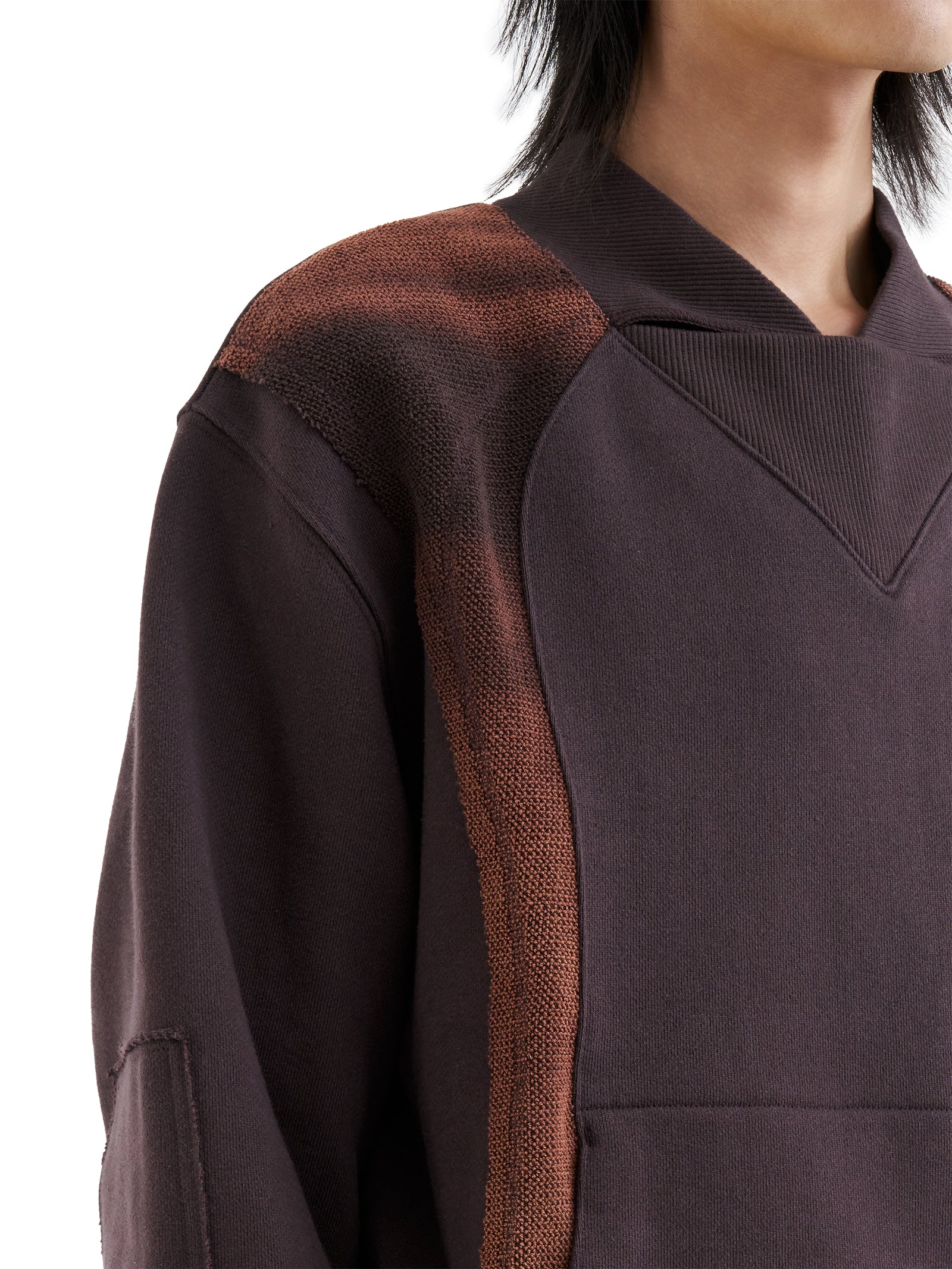 Jiyong Kim - Sun-Bleached Panel Sweatshirts (Burgundy) product image 4 | TRAB K-Fashion Australia