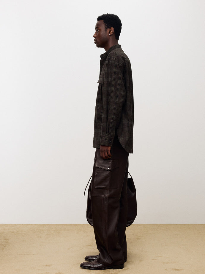 Tonywack - Checked Wool Oversized Shirt (Dark Brown) product image 2 | TRAB K-Fashion Australia