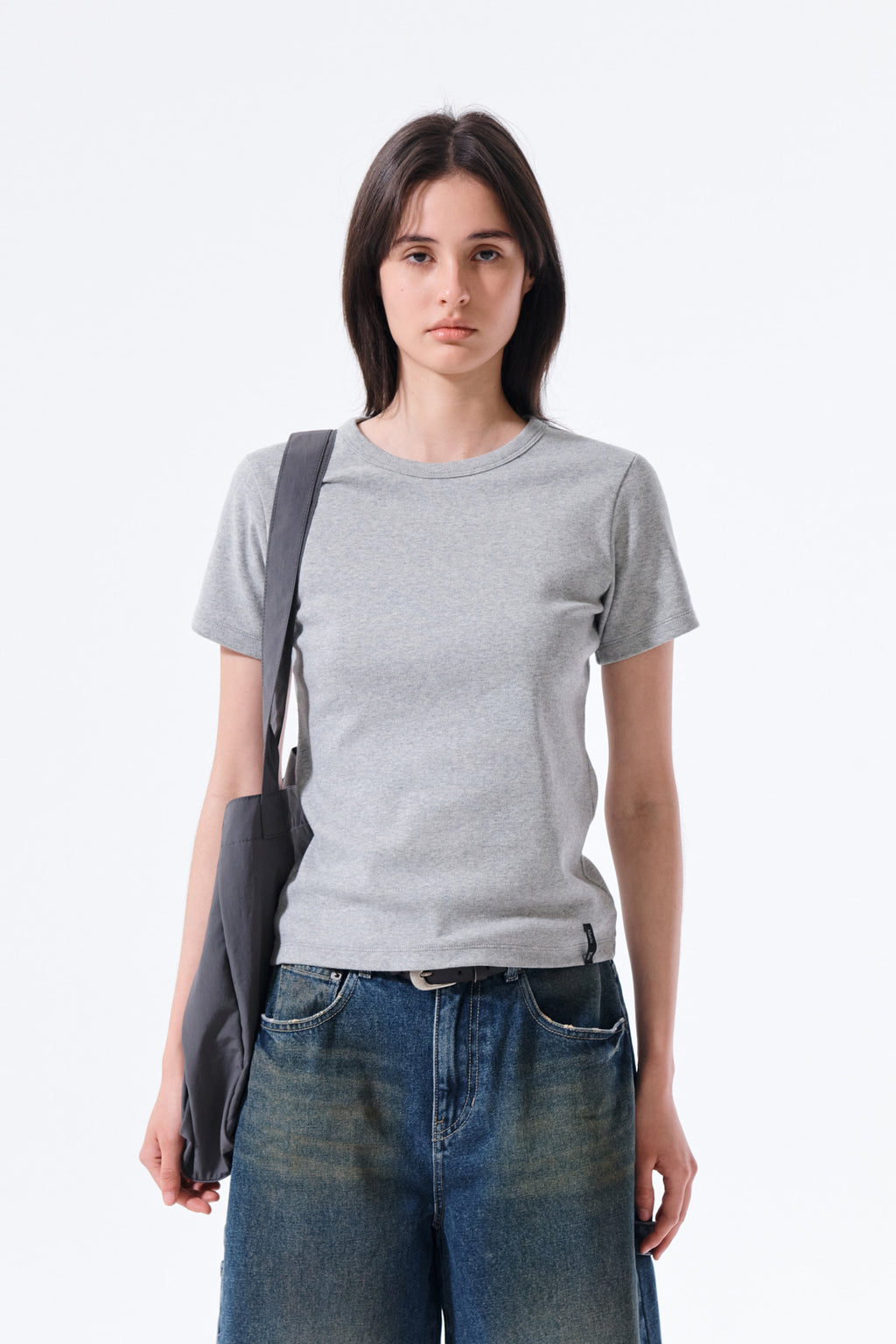 Matin Kim - Label Detail Slim Fit Top (Grey) product image 5 | TRAB K-Fashion Australia