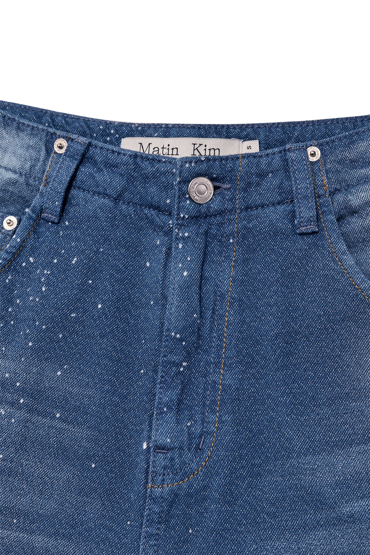 Matin Kim - Back Line Point Soft Shiny Denim Pants (Blue) product image 3 | TRAB K-Fashion Australia