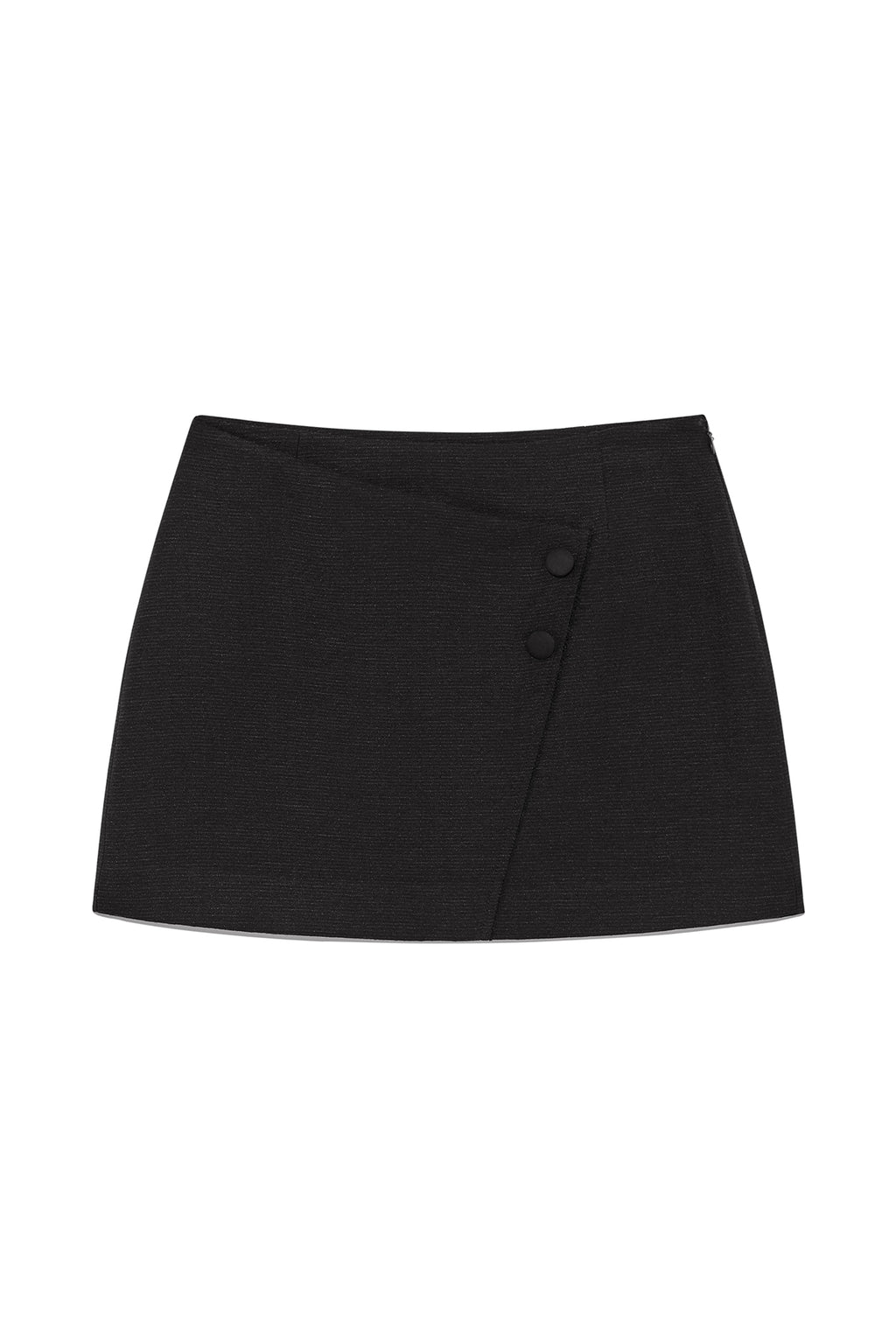 Matin Kim - Stripe Herringbone Wrap Mini Skirt (Black) product image 1 | TRAB K-Fashion Australia