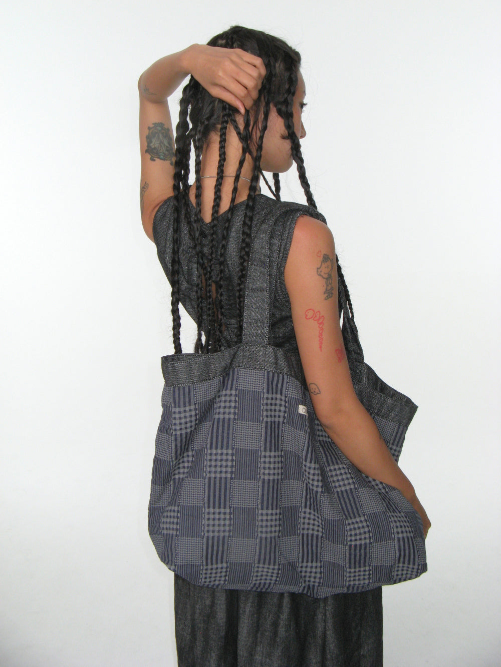 Coyseio - Reversible Check Denim Bag (Black) product image 8 | TRAB K-Fashion Australia