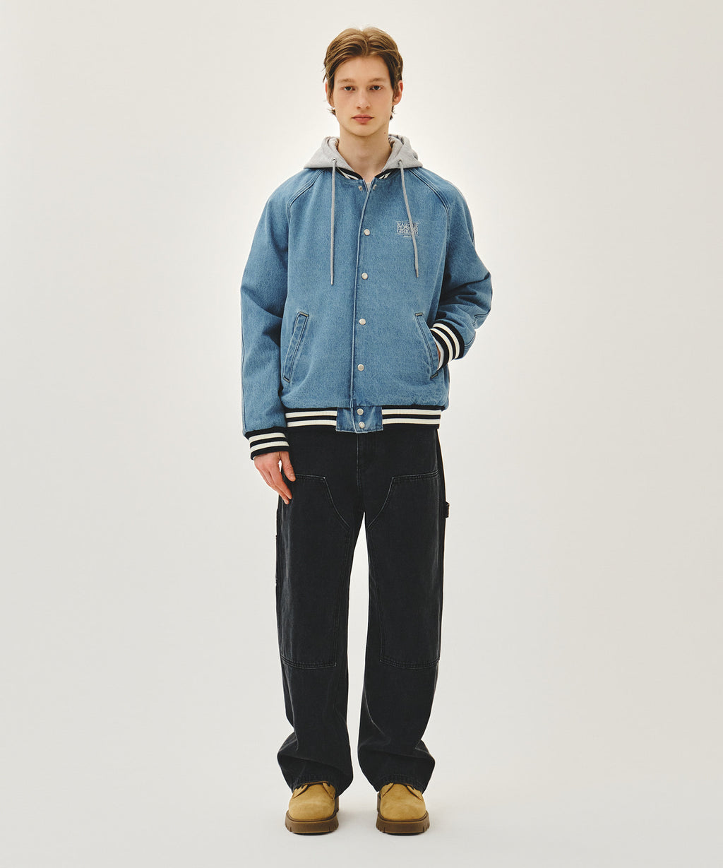 Marithe & Francois Girbaud - Classic Logo Raglan Denim Varsity Jacket (Light Blue) product image 5 | TRAB K-Fashion Australia