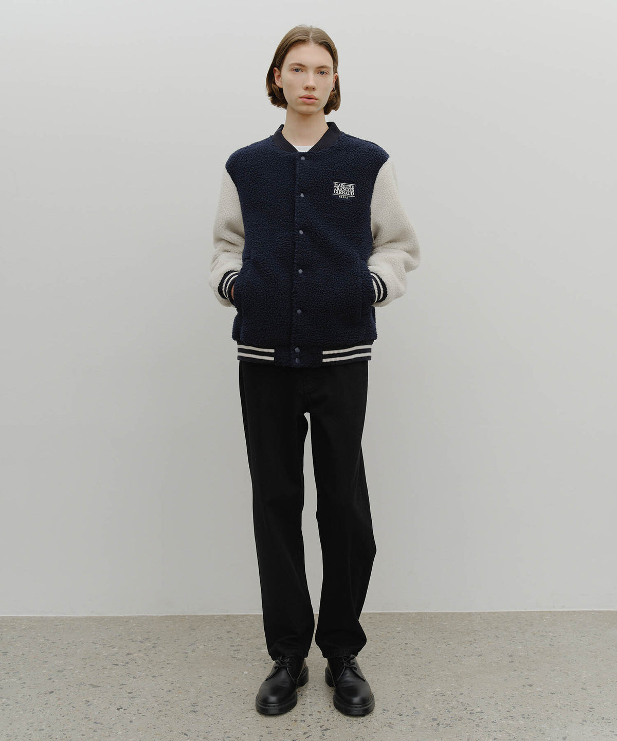 Marithe & Francois Girbaud - Fleece Varsity Jacket (Ivory) product image 5 | TRAB K-Fashion Australia