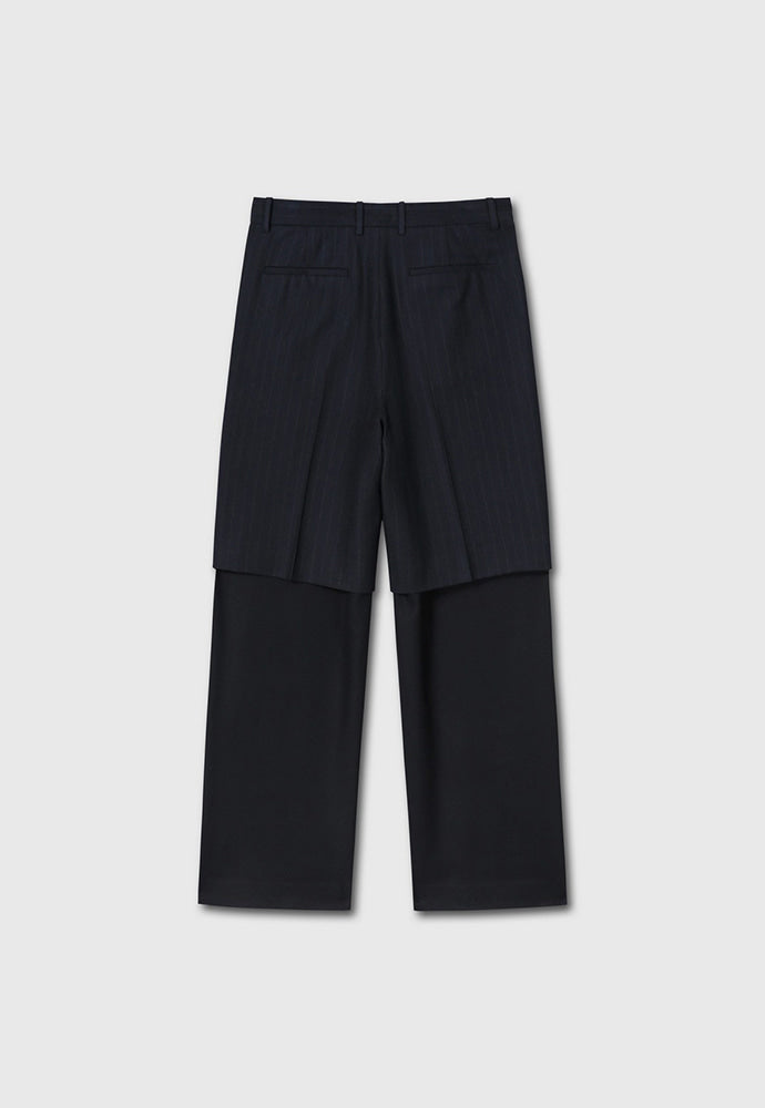 Tonywack - Virgin Wool Layered Trousers (Navy Pinstripe) product image 9 | TRAB K-Fashion Australia
