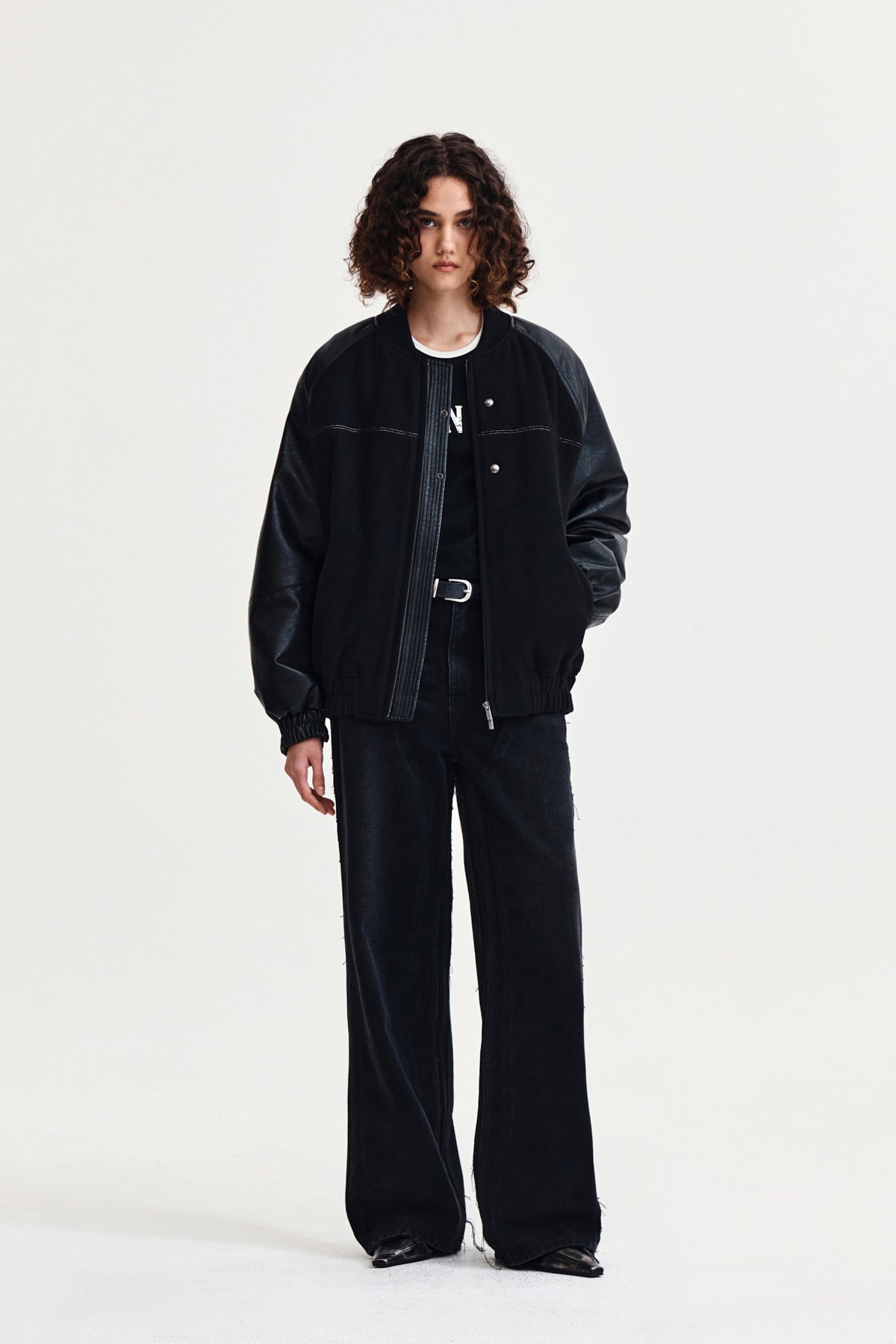 Matin Kim - Stunning Point Faux Leather Jumper (Black) product image 9 | TRAB K-Fashion Australia