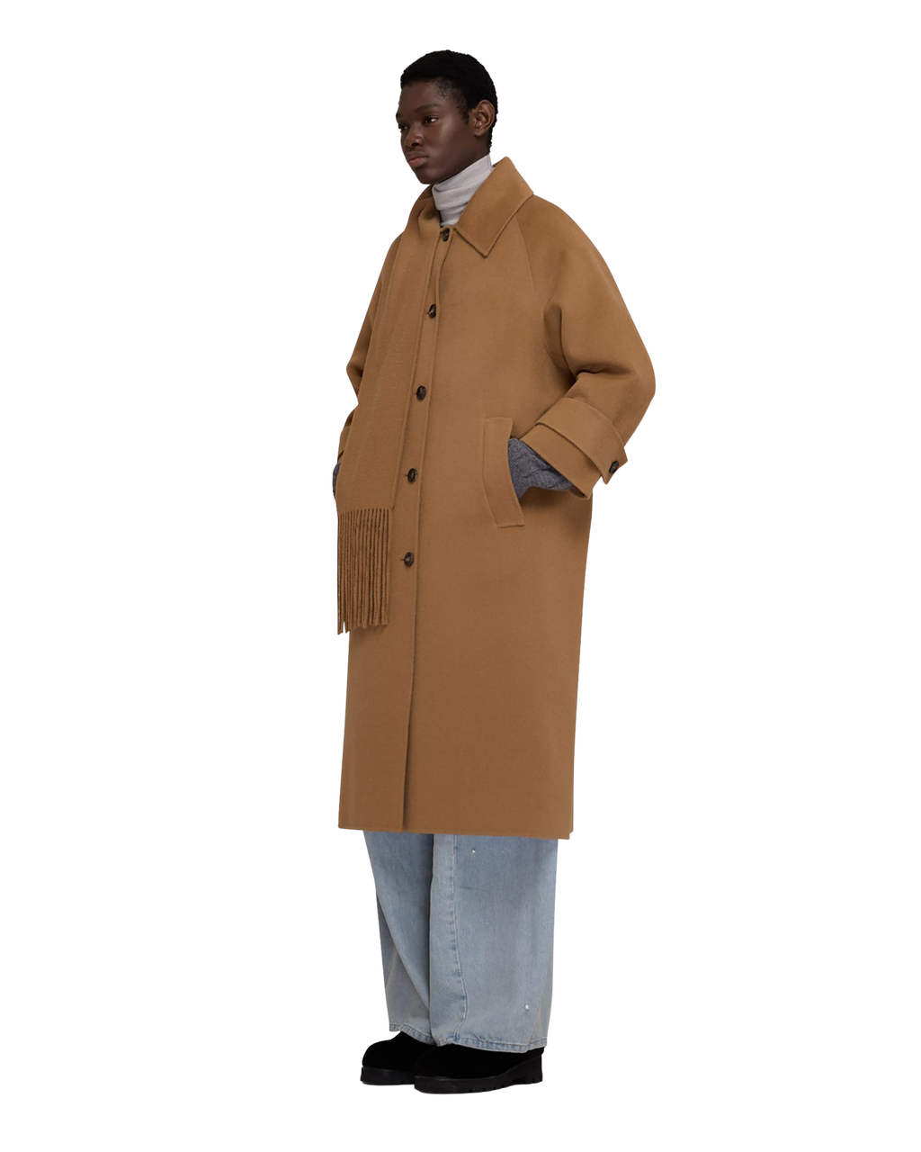 Kimhe Kim - Scarf Detail Long Coat (Beige) product image 7 | TRAB K-Fashion Australia