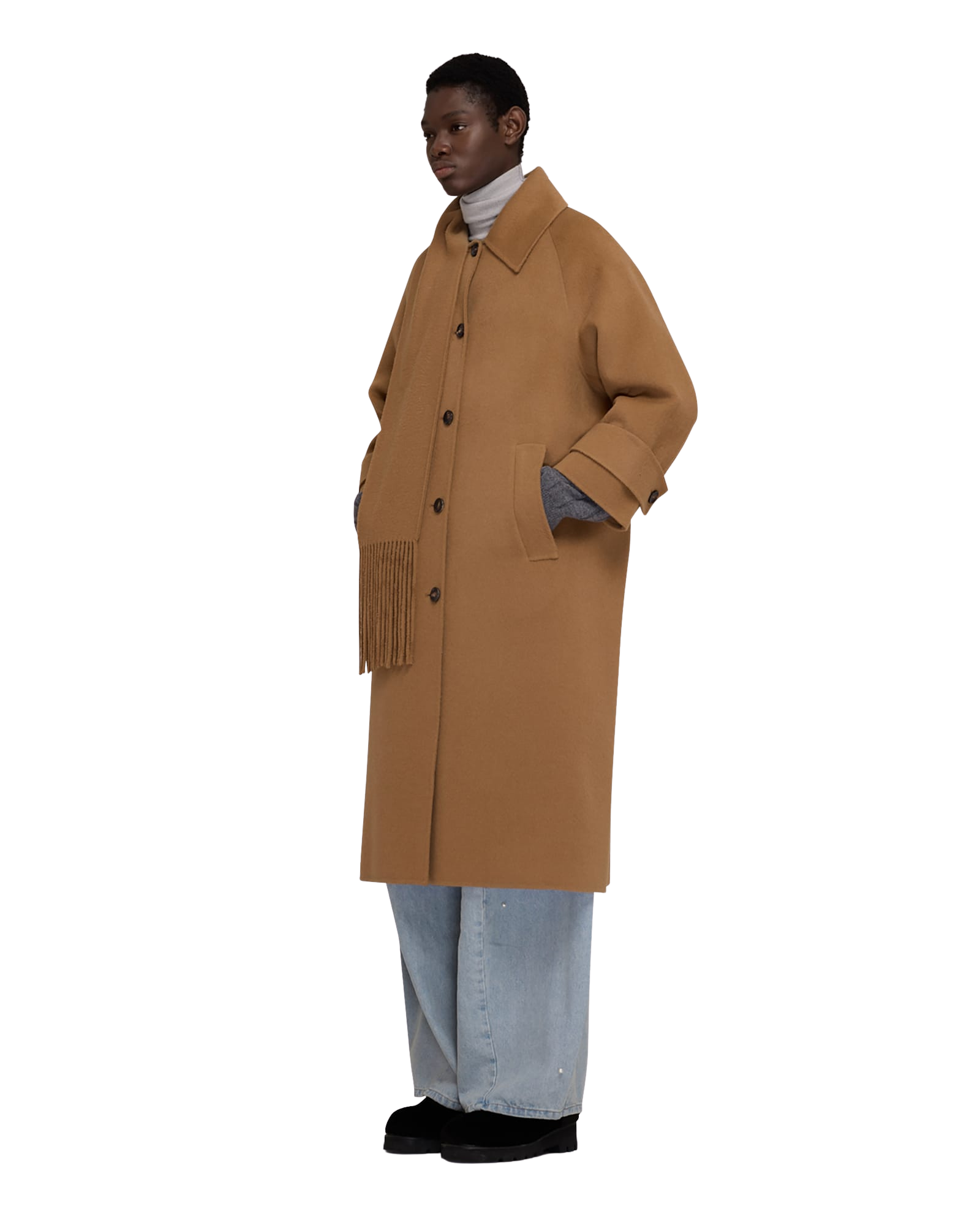Kimhe Kim - Scarf Detail Long Coat (Beige) product image 7 | TRAB K-Fashion Australia