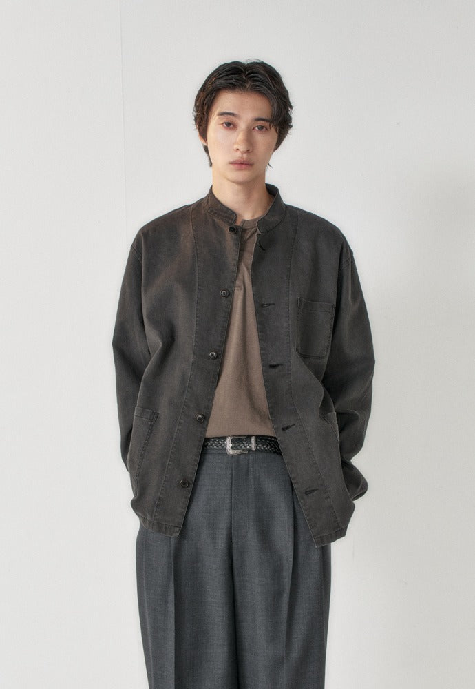 Art if acts - Linen Oriental Band Collar Jacket (Black) product image 1 | TRAB K-Fashion Australia