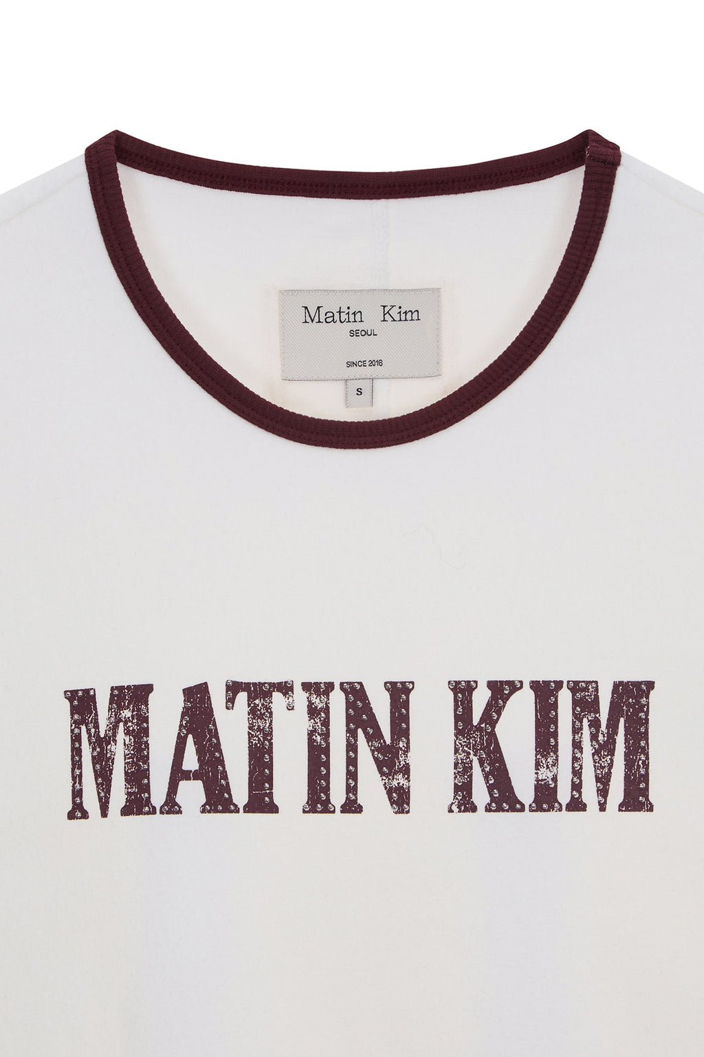 Matin Kim - Stud Logo Ringer Top (White) product image 3 | TRAB K-Fashion Australia