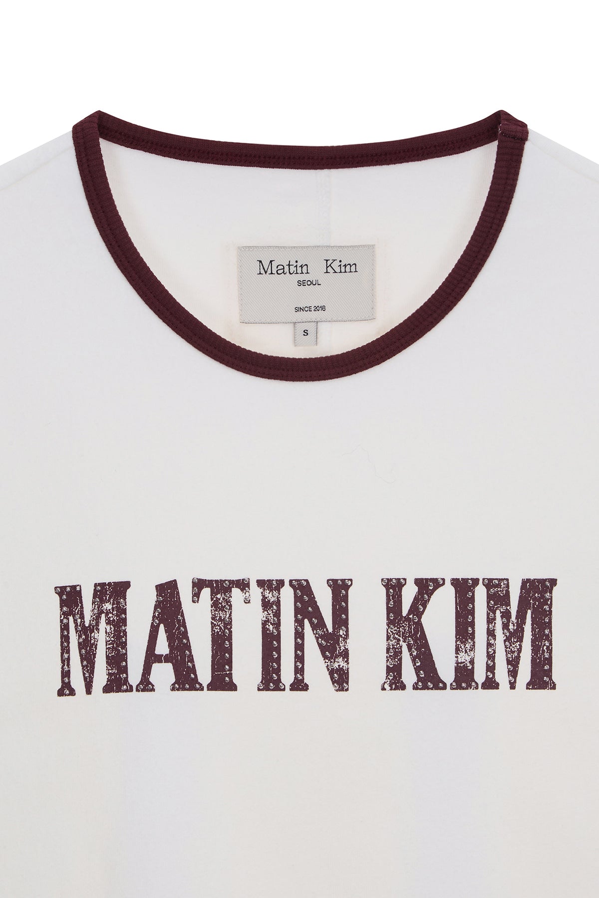 Matin Kim - Stud Logo Ringer Top (White) product image 3 | TRAB K-Fashion Australia