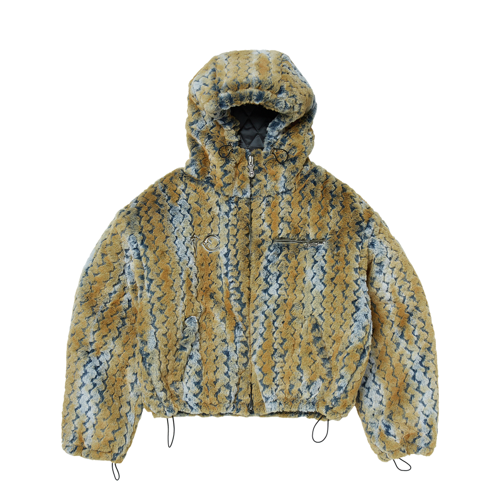 Thug Club - TC Wavy Leopard Fur Jacket (Yellow/Blue) product image 1 | TRAB K-Fashion Australia