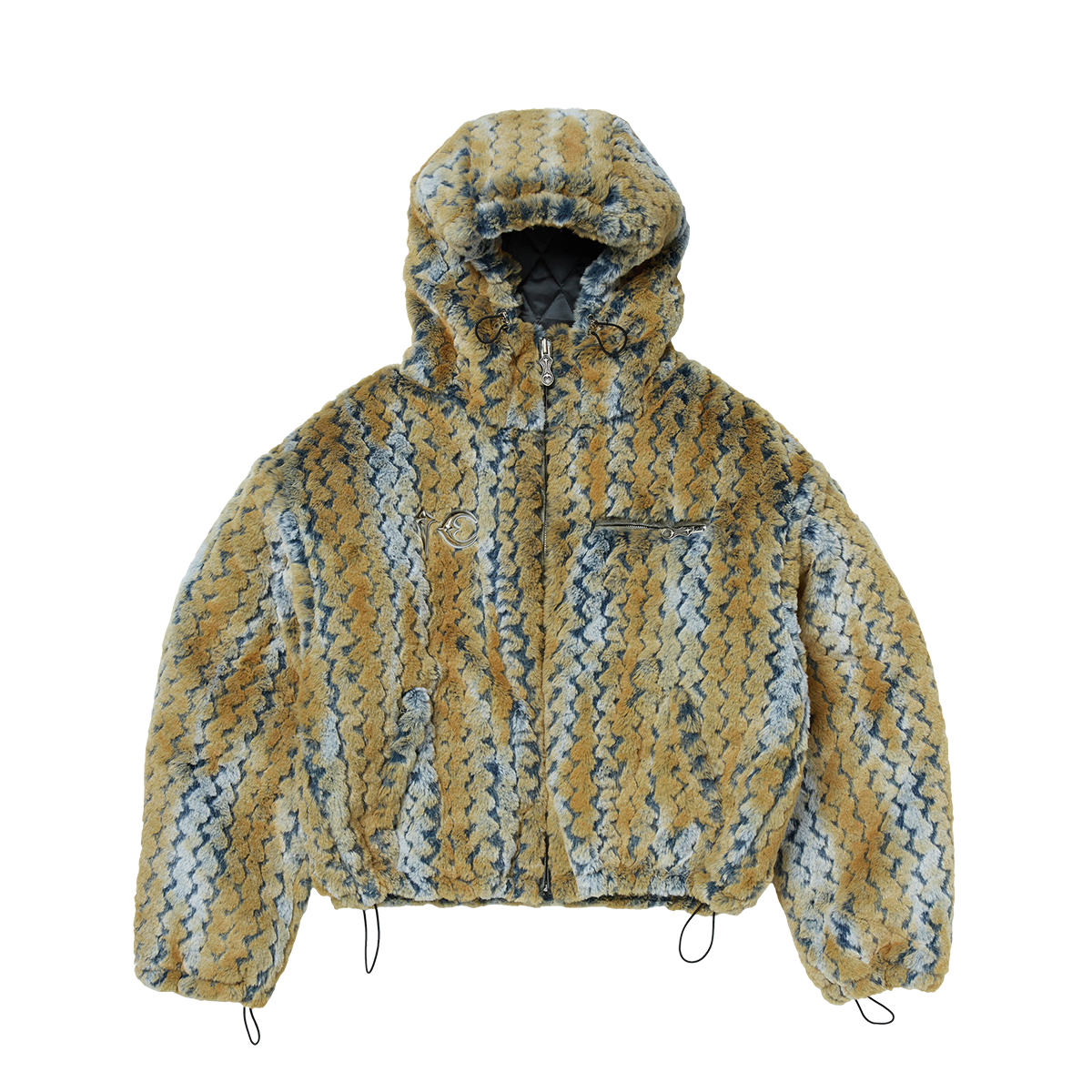 Thug Club - TC Wavy Leopard Fur Jacket (Yellow/Blue) product image 1 | TRAB K-Fashion Australia