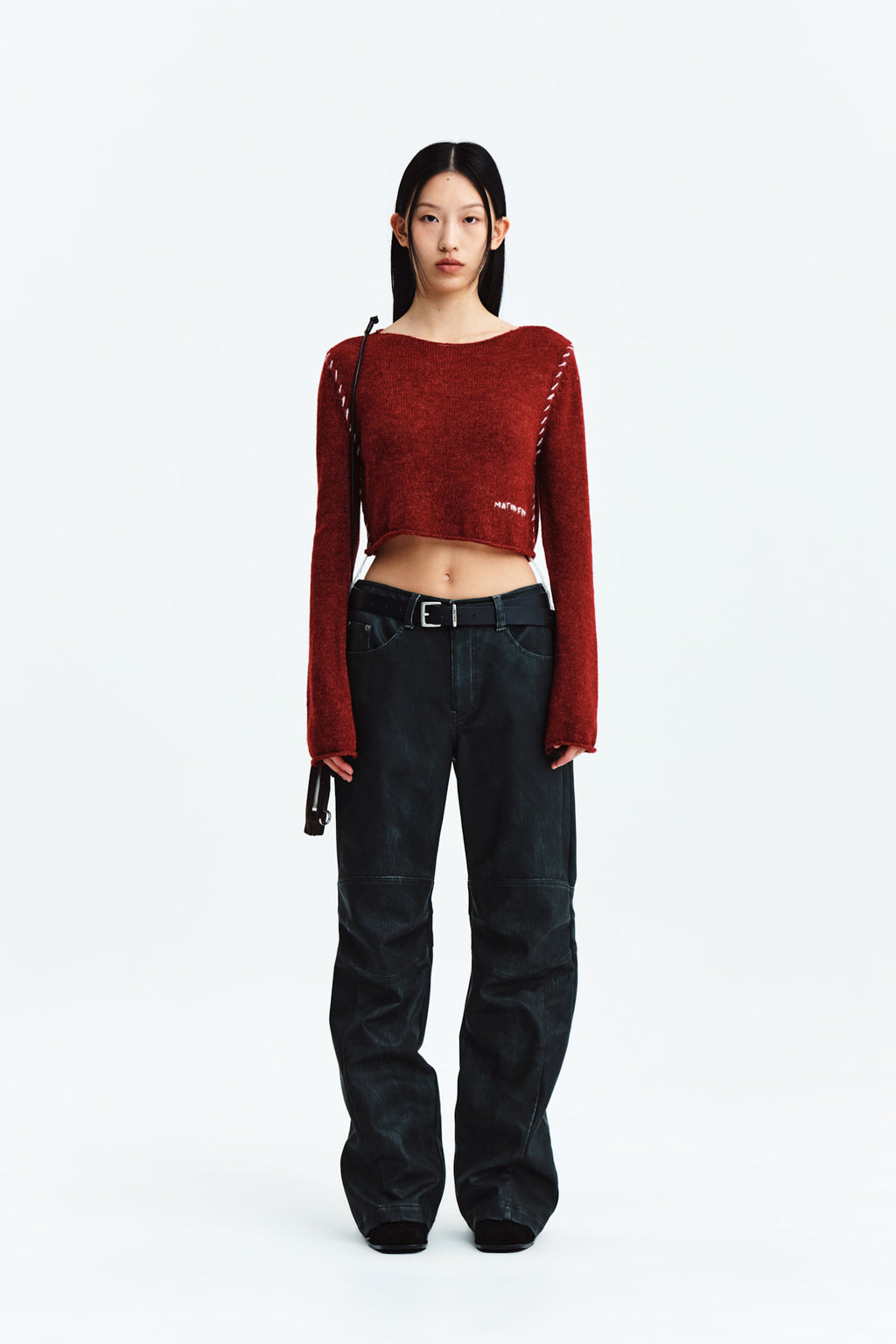 Matin Kim - Biker Detail Washed Leather Pants (Navy) product image 10 | TRAB K-Fashion Australia