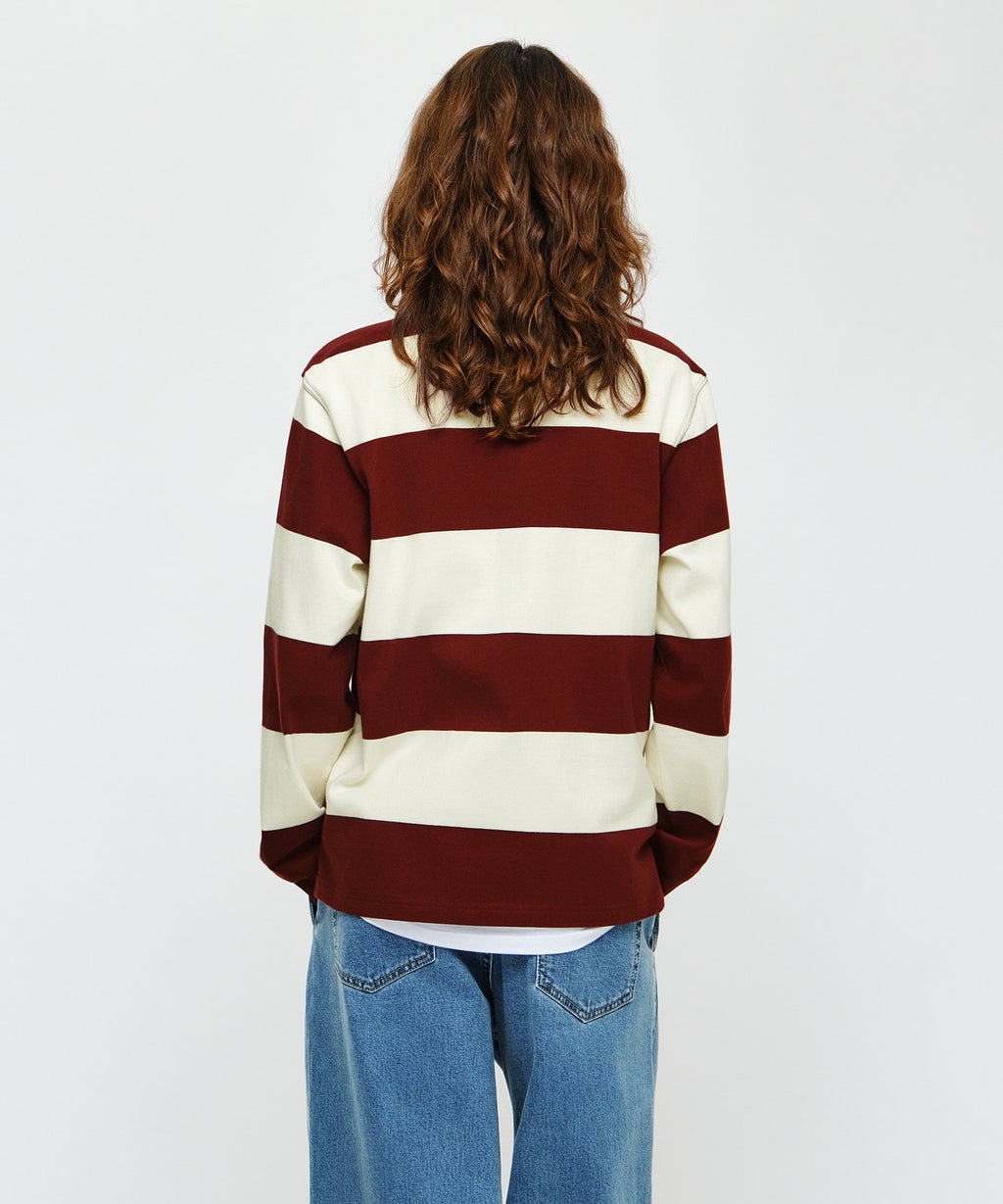 Marithe & Francois Girbaud - Small Classic Logo Rugby Collar Long Sleeve Tee (Burgundy) product image 3 | TRAB K-Fashion Australia