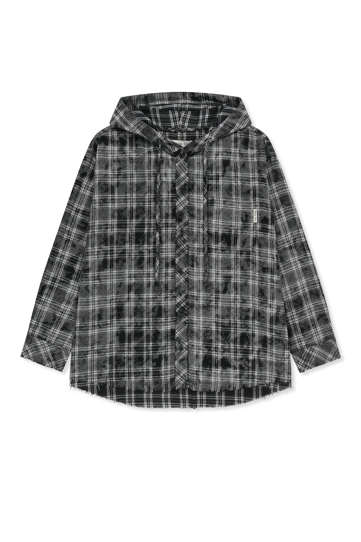 Matin Kim - Raw Cut Check Hooded Shirt (Black) product image 1 | TRAB K-Fashion Australia