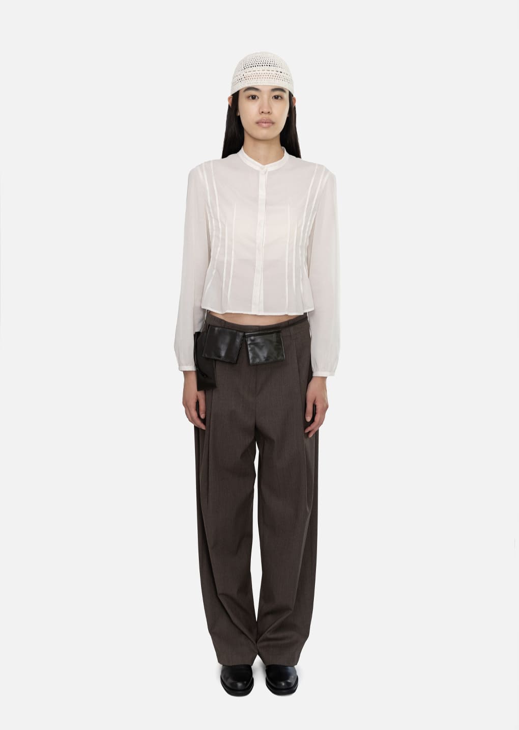 Amomento - Pintuck Slim Shirt (Ivory) product image 2 | TRAB K-Fashion Australia