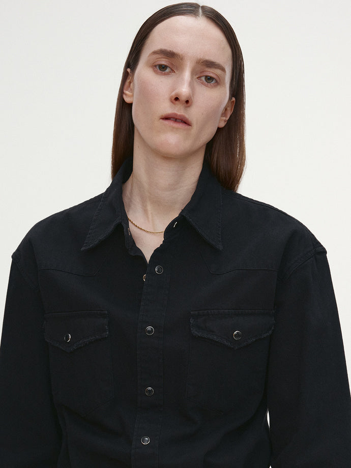 Tonywack - Washed Denim Distressed Western Shirt (Black) product image 1 | TRAB K-Fashion Australia