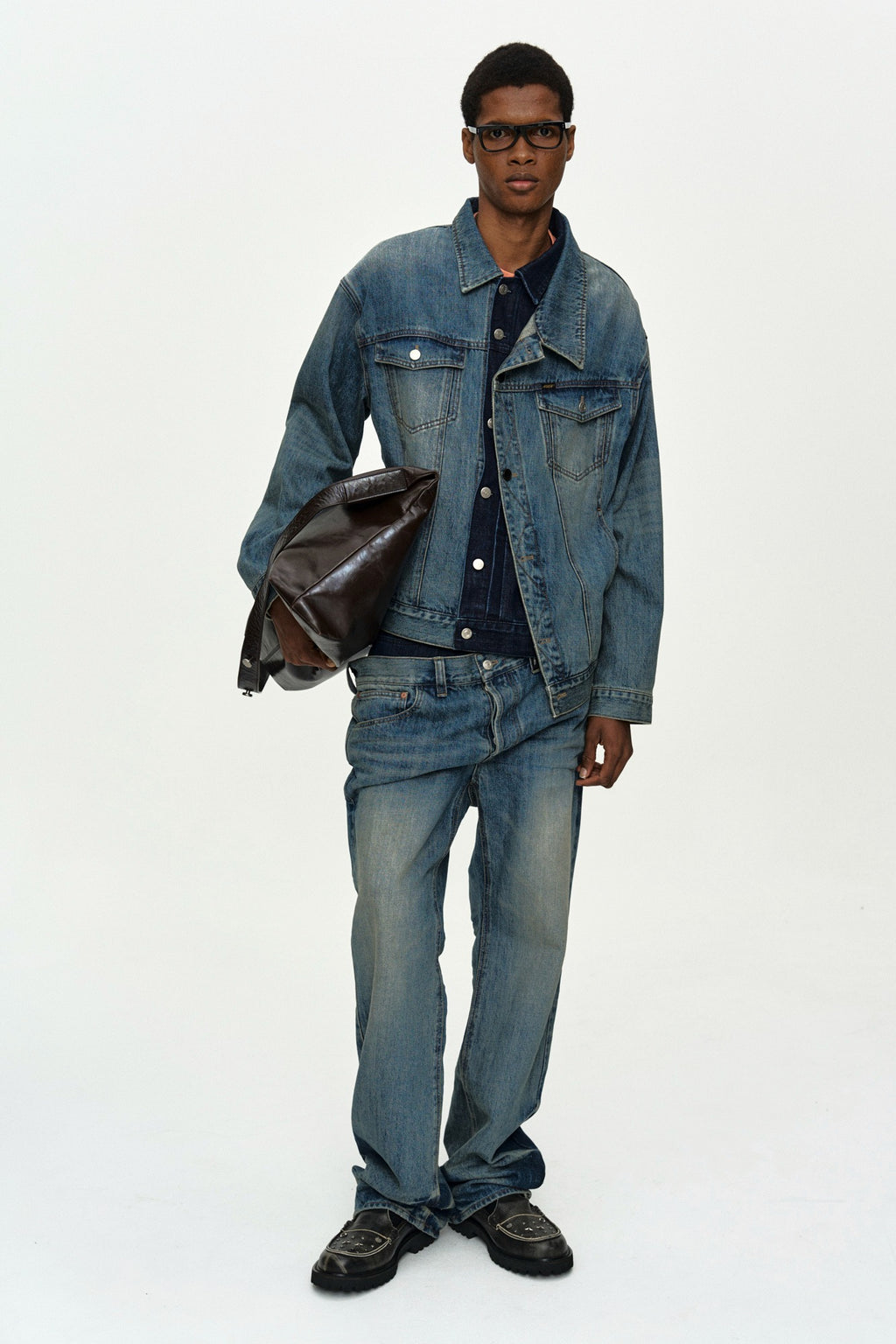 Andersson Bell - Unisex Asymmetric Layered Denim Jacket (Blue) product image 1 | TRAB K-Fashion Australia