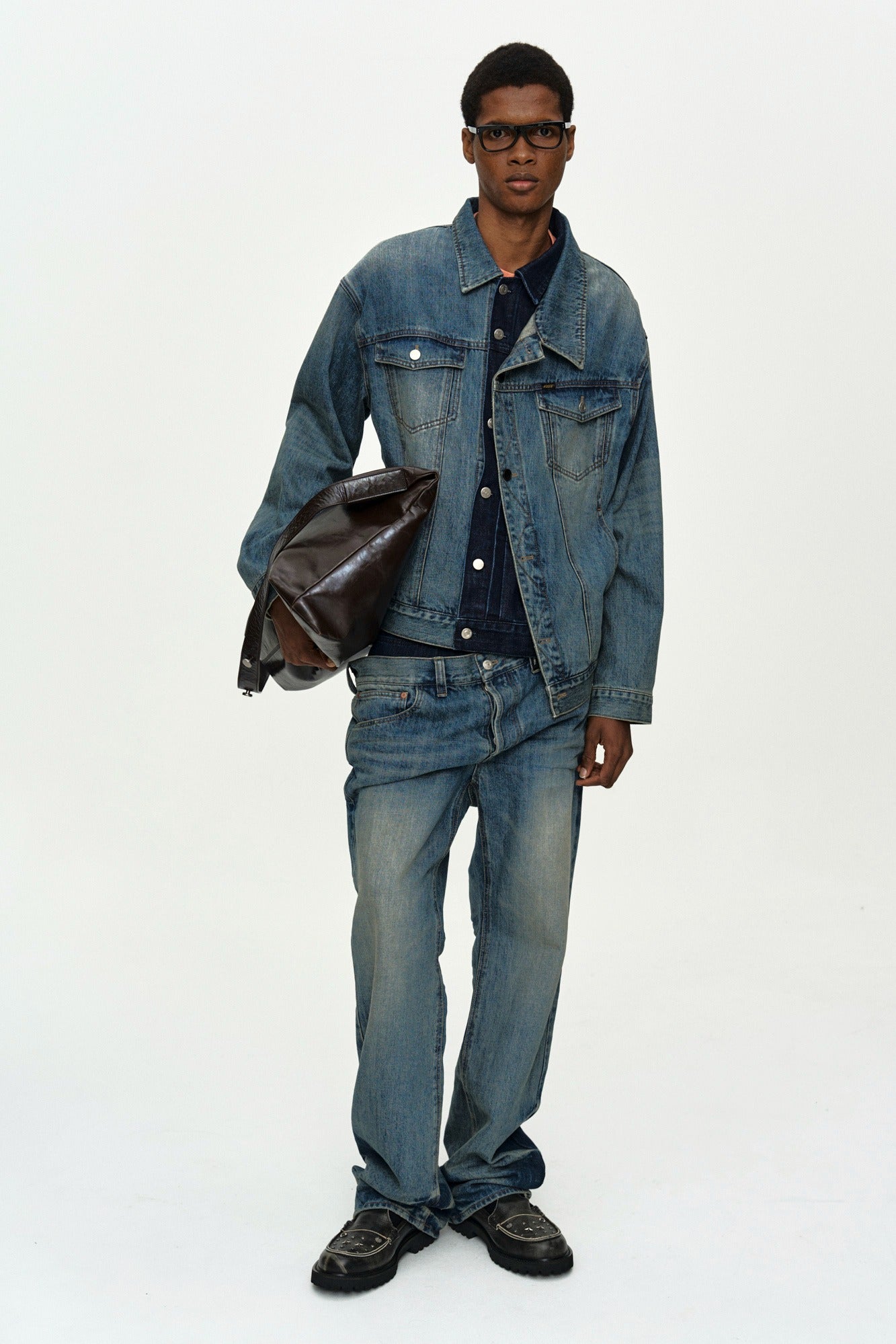 Andersson Bell - Unisex Asymmetric Layered Denim Jacket (Blue) product image 1 | TRAB K-Fashion Australia