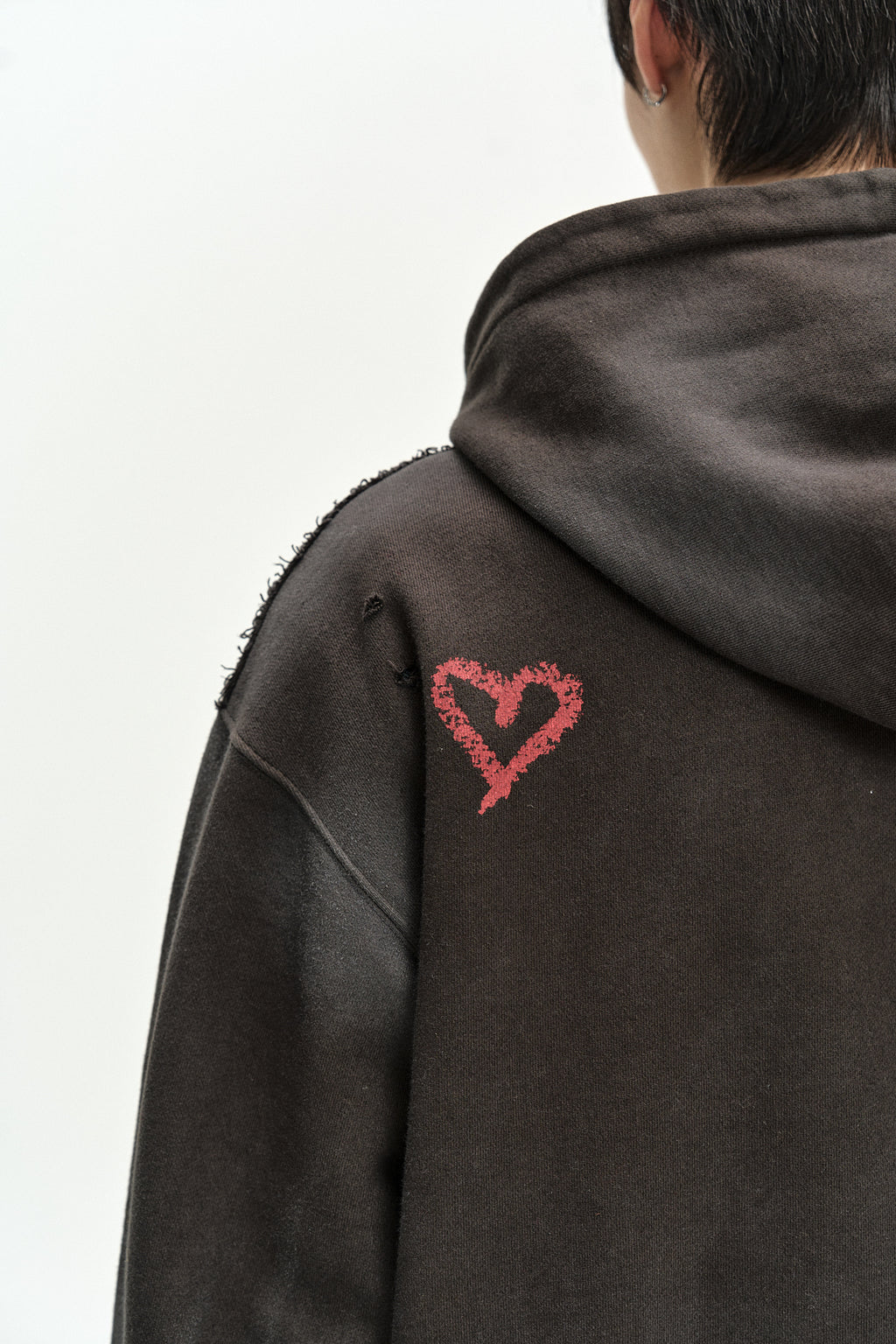 Andersson Bell - (essential) Unisex Spray Washed Again Lip Hoodie (brown) (Brown) product image 10 | TRAB K-Fashion Australia