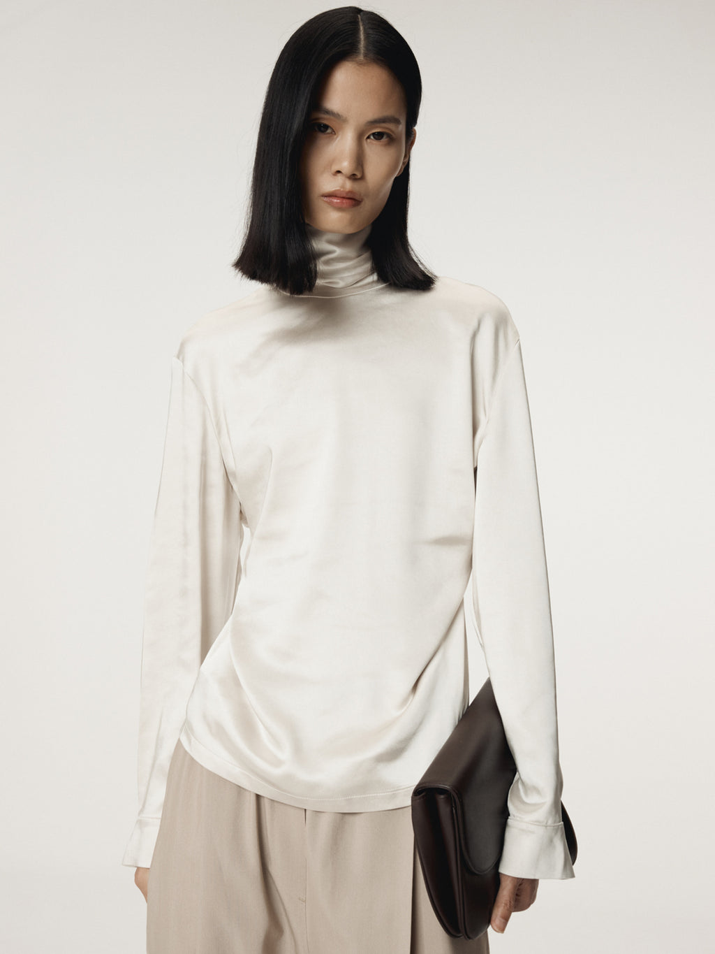 Recto - Open Back Scarf Satin Blouse (Pale Beige) product image 8 | TRAB K-Fashion Australia