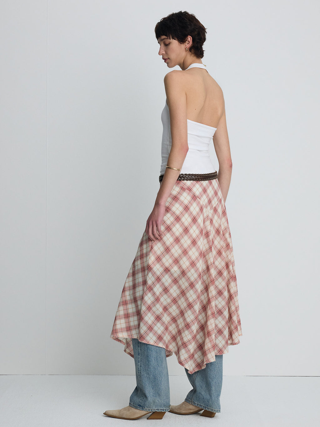 Tonywack - Cotton Check Patchwork Skirt (Pink Check) product image 5 | TRAB K-Fashion Australia