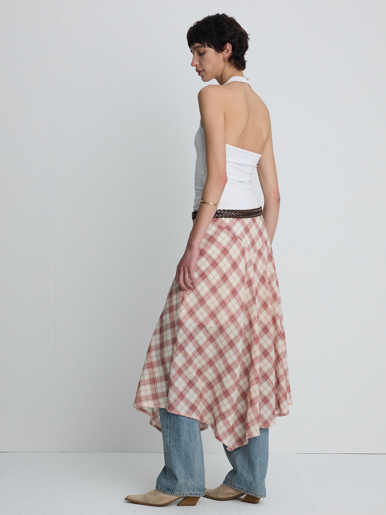 Tonywack - Cotton Check Patchwork Skirt (Pink Check) product image 5 | TRAB K-Fashion Australia