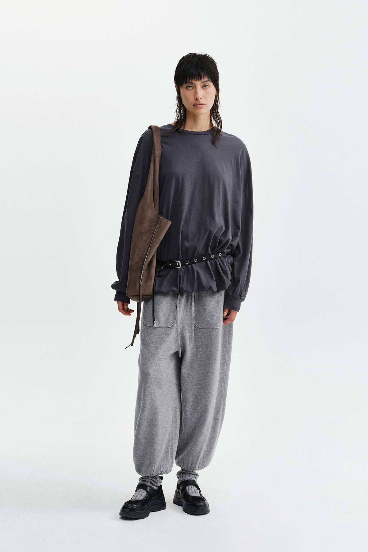 Matin Kim - Blouson Hem Overfit Top (Charcoal) product image 9 | TRAB K-Fashion Australia