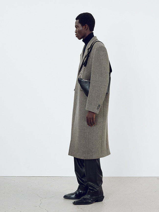 Tonywack - Herringbone Wool Tailored Single Coat (Beige/Grey) product image 3 | TRAB K-Fashion Australia
