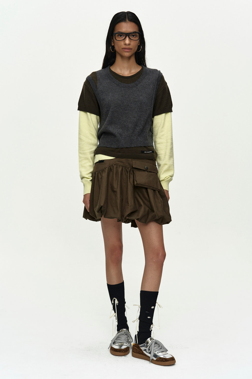 Andersson Bell - Tres Over Layered Sweater (Green) product image 2 | TRAB K-Fashion Australia
