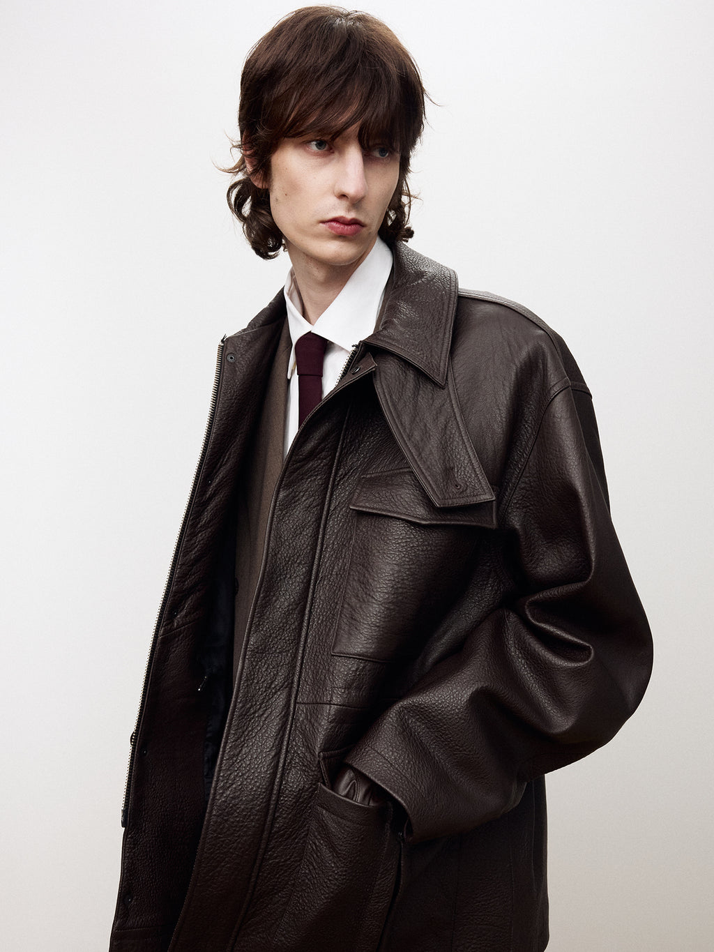 Tonywack - Lamb Leather Cargo Jacket (Dark Brown) product image 8 | TRAB K-Fashion Australia