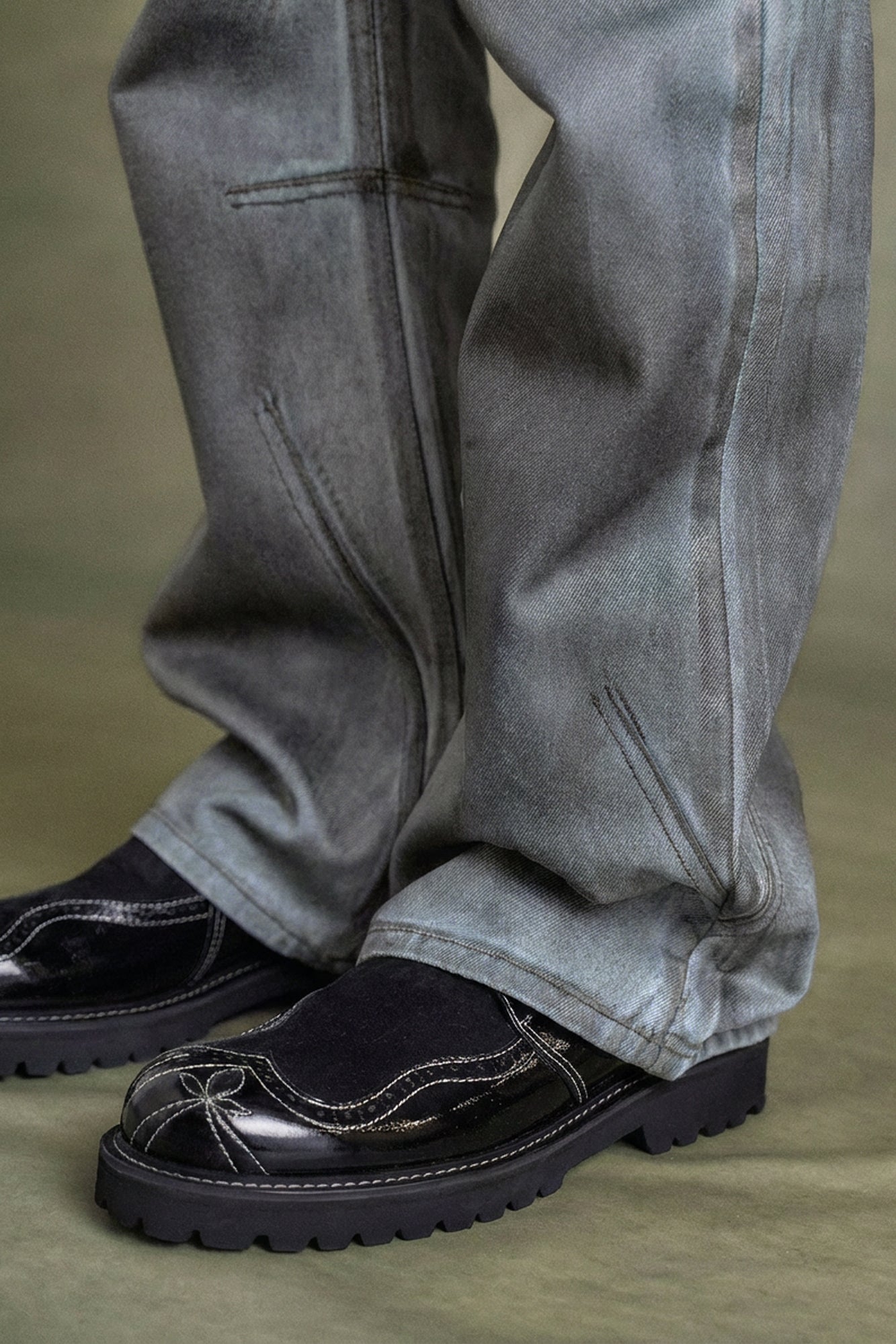 Andersson Bell - Dirty Spray Washed Wide Leg Jeans (L.Blue) product image 4 | TRAB K-Fashion Australia