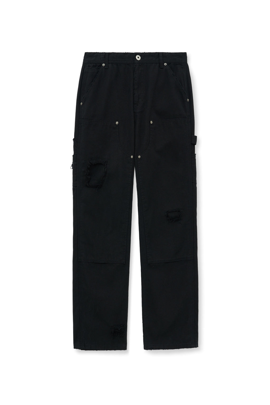 Matin Kim - Distressed Double Knee Work Pants (Black) product image 2 | TRAB K-Fashion Australia