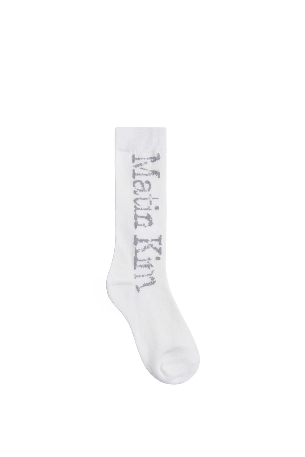 Matin Kim - Cracked Logo Jacquard Socks (White) product image 1 | TRAB K-Fashion Australia