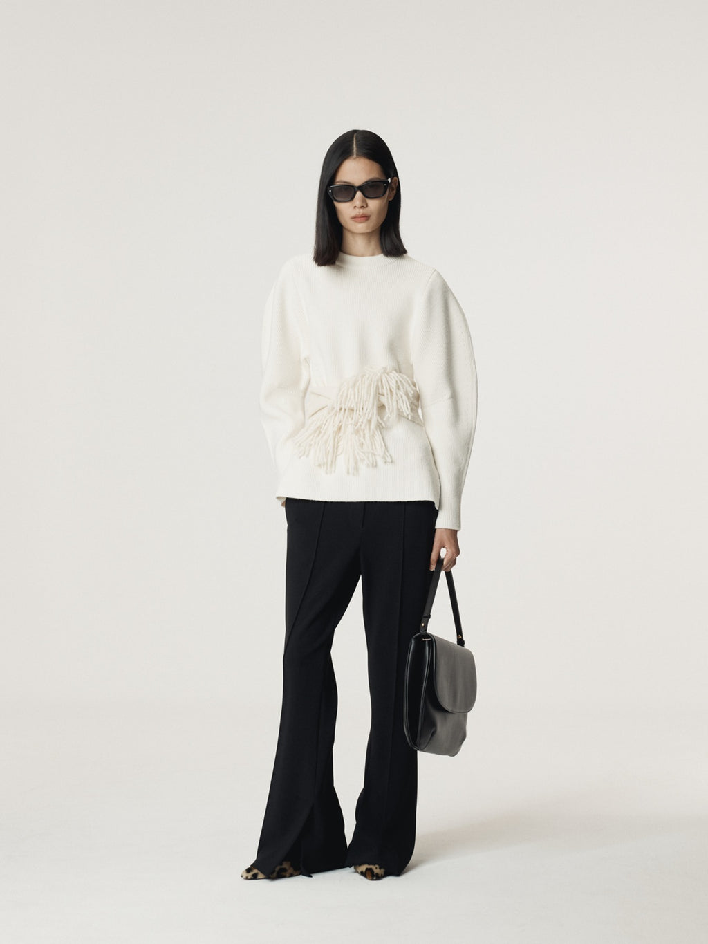 Recto - Volume Sleeve Structured Knit Top (Ivory) product image 1 | TRAB K-Fashion Australia