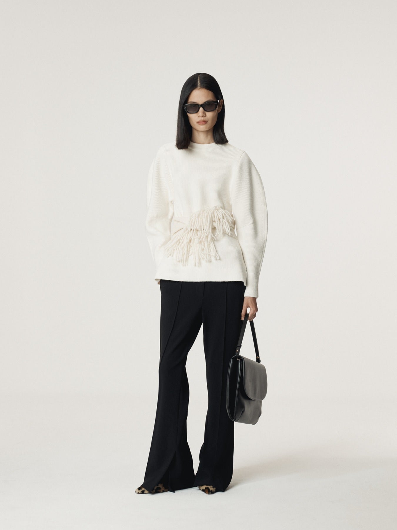 Recto - Volume Sleeve Structured Knit Top (Ivory) product image 1 | TRAB K-Fashion Australia