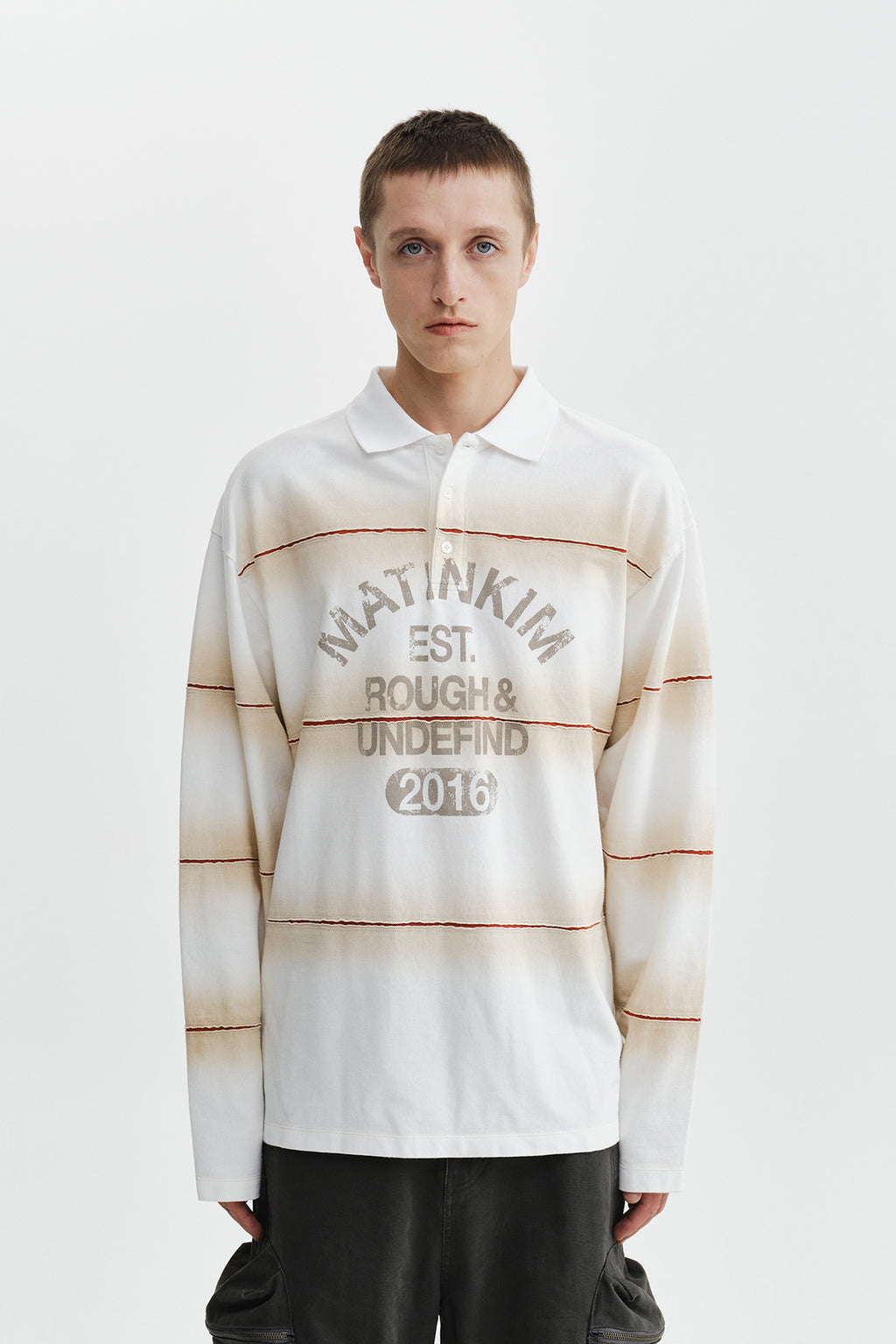 Matin Kim - Reveal Stripe Logo Collar Top (Cream) product image 12 | TRAB K-Fashion Australia