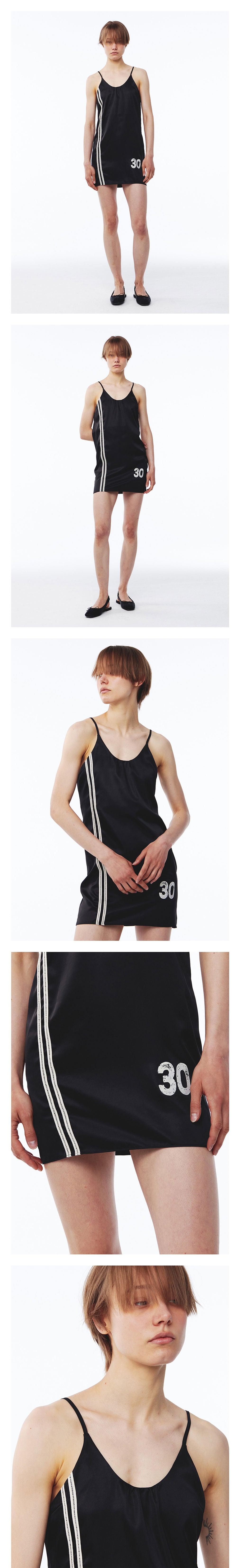 Kijun - Line Satin Mini Dress (Black) product image 1 | TRAB K-Fashion Australia