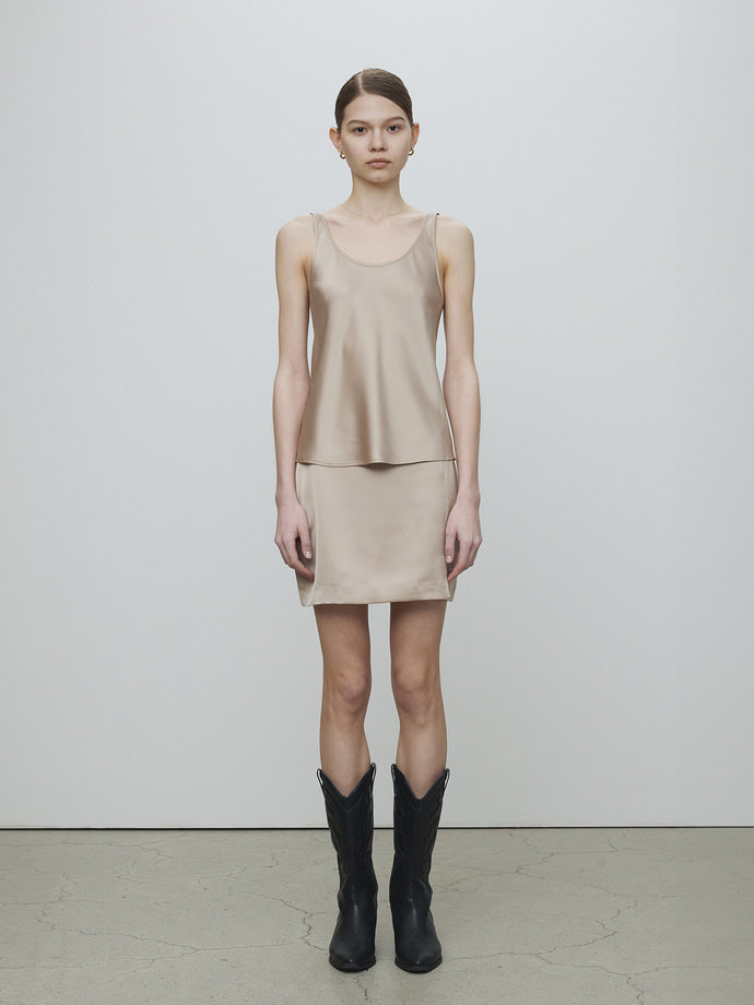 Tonywack - Satin Low-Waist Miniskirt (Golden Sand) product image 1 | TRAB K-Fashion Australia