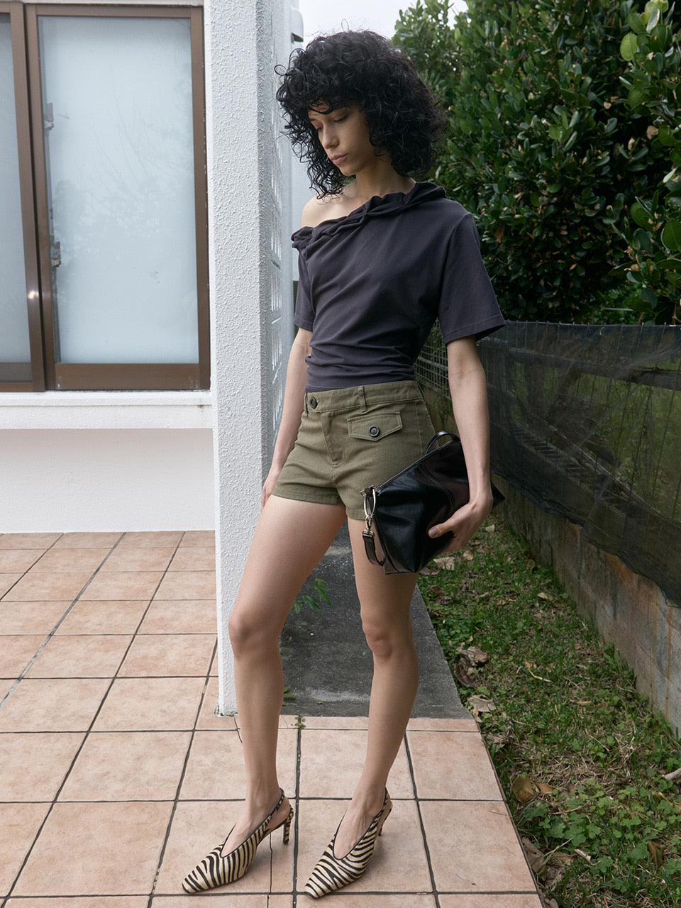 Kijun - Twist One-Shoulder Top (Charcoal) product image 5 | TRAB K-Fashion Australia