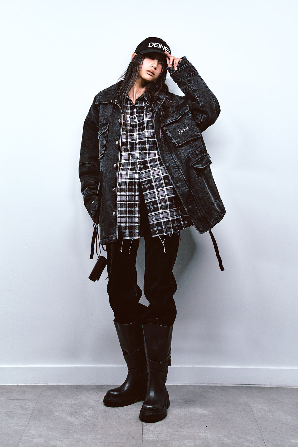 Deinet - Velvet Washed Boot Cut Denim Pants (Black) product image 8 | TRAB K-Fashion Australia