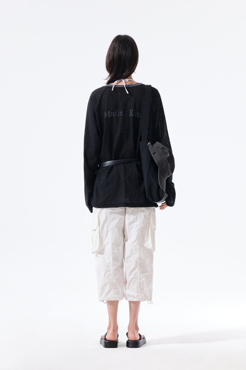 Matin Kim - Twist Boat Neck Stripe Logo Top (Black) product image 7 | TRAB K-Fashion Australia