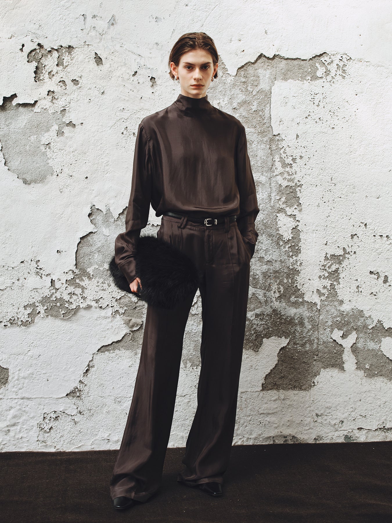 Tonywack - Liquid Flared Tailored Trousers (Grey Khaki) product image 7 | TRAB K-Fashion Australia