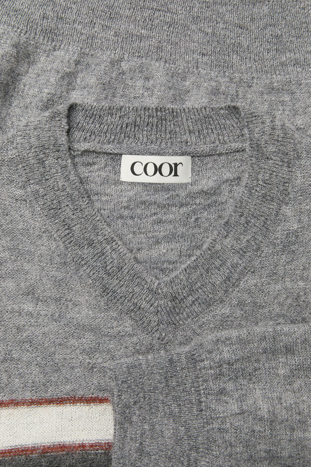 Coor - Alpaca Blend Striped V-Neck Sweater (Melange Gray) product image 5 | TRAB K-Fashion Australia