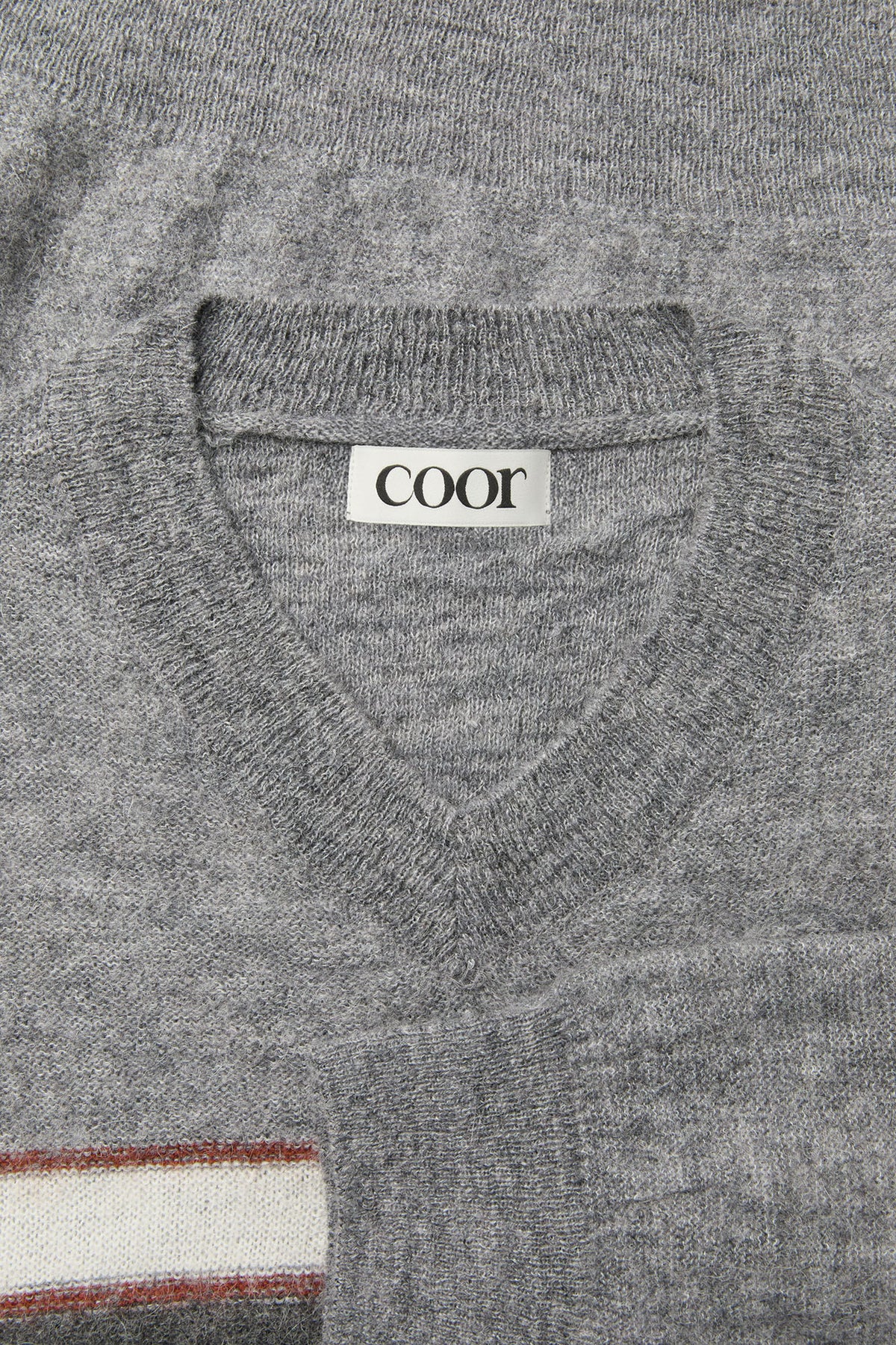 Coor - Alpaca Blend Striped V-Neck Sweater (Melange Gray) product image 5 | TRAB K-Fashion Australia