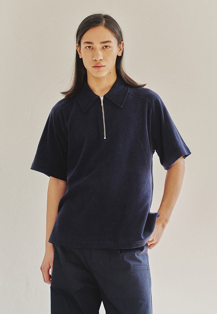 Art if acts - Terry Half Zip-up Shirt (Dark Navy) product image 1 | TRAB K-Fashion Australia